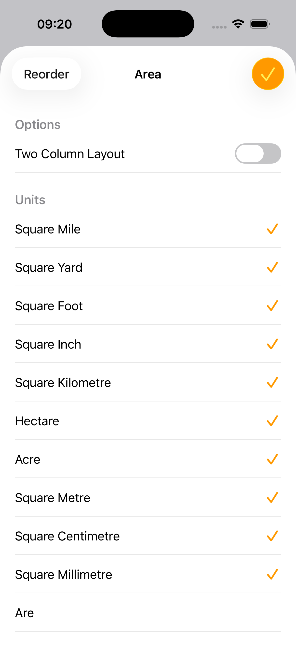 Reorder and hide units